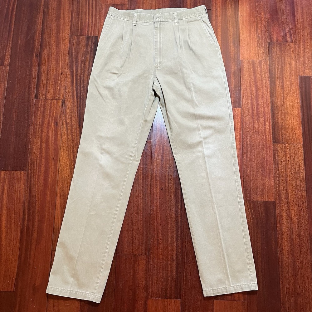 Wrangler Riata Pants Mens 35x36 Tan Double Pleated Workwear Casual Preppy 95GO *